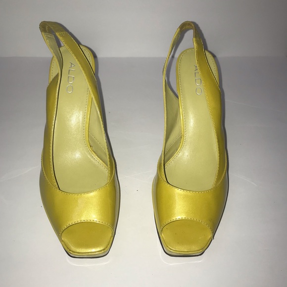 Aldo Open Toe Patten Leather Platform Heels Size 9 - Picture 2 of 8